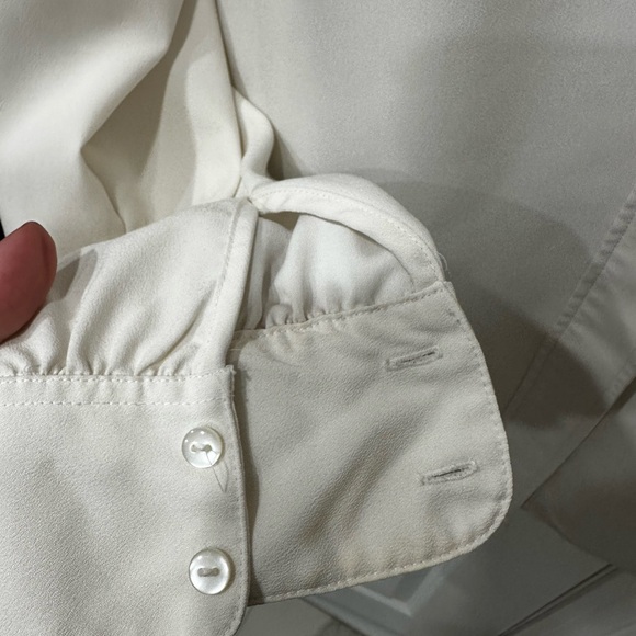 Ann Taylor Cream V-Neck Blouse - Picture 3 of 5